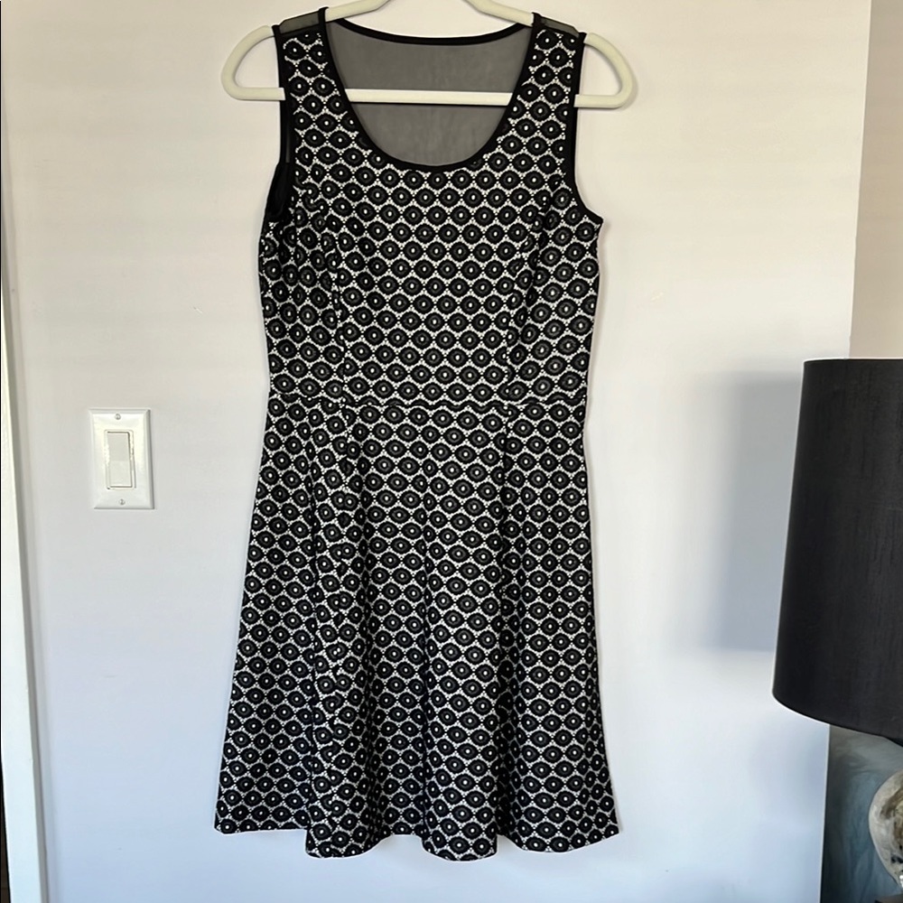 Black and White Patterned Women's Dress